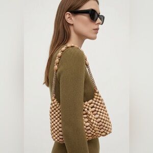 Vintage 1960’s Wooden Bead Handbag Purse Chain Strap Made in Japan An Exclusive